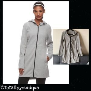 FILA Sport Hooded Long Knit Jacket, X-Small, Grey